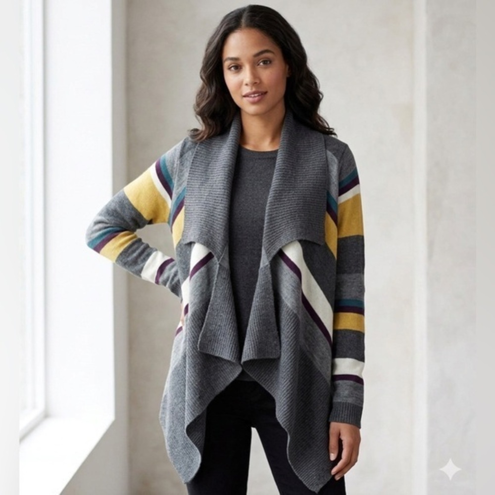 Stambecco Women’s Medium Gray Wool Knit Cardigan Sweater Top M Made In Italy